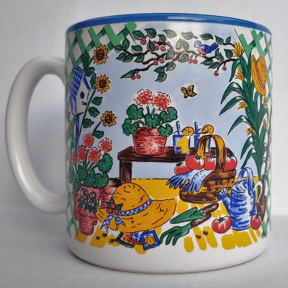 Vintage 1996 Gardening Flowers & Fruit Mug
